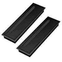 Ewead,2PCS Black Aluminum Alloy Table Desk Rectangle Wire Cable Grommet Hole Cover Outlet Port with Black Brush (280X80MM, Black)