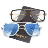 Gaoye 2 Pack Retro Aviator Square Blue Light Blocking Computer Glasses/Sunglasses Goggle Gradient Flat Lens Hero - GY5011