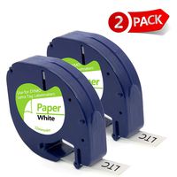 MARKLIFE Replace DYMO Label Tape Cassettes Equivalent Labeling Tape Refills Self-Adhesive Paper Tape Compatible with DYMO LetraTag Label Makers, Black Print on White, 1/2'' W x 13' L, 2 Pack