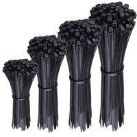 400 Qty Assorted Black Nylon Cable Zip Ties 4", 7", 11" & 14" | Made in The USA | BCP908