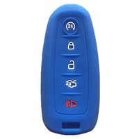Ezzy Auto New Navy Blue Silicone Key Fob Case Cover Smart Key Case Shell Key Protector Key Jacket For Lincoln Ford 5 Buttons