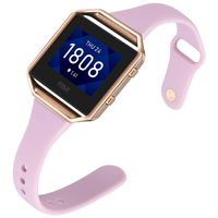 Aiseve Slim Bands Compatible for Fitbit Blaze, Thin Tapered Silicone Wristband Rose Gold Metal Frame Clasp for Fitbit Blaze Small Large Women Men (Small, Lavender&Rose Gold)