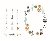 La Vogue Baby Monthly Milestone Blanket Newborn photography Backdrop Photo Prop (Fox with Numbers)