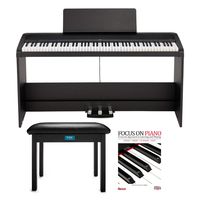 KORG B2SP 88-Key Digital Piano with Stand, Three-Pedal Unit, Knox Gear Piano Bench and Piano Book (3 Items)