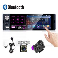Car Stereo 4'' Capacitive Touch Screen Single Din Bluetooth Car Player FM AM RDS Radio Receiver Dual USB AUX-in SD Card Port + Backup Camera + Microphone