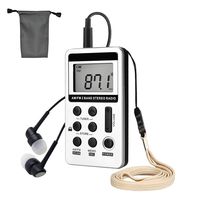 Mini Radio, AM FM Portable Radio, Pocket Radio Digital Tuning Stereo, Small Compact Radio with Rechargeable Battery and Earphones for Walk with Storage Pouch (Silver)