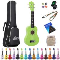 Esound 21 inch Soprano Ukulele Basswood Acoustic Mini Guitar for Beginner Kid Starter with Case Strap Tuner Picks Strings Primary Tutorial