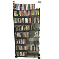 Music CD Storage Rack DVD Wire Shelving 8 Shelf Tier Steel Multimedia Media Steel Metal VHS Movies Holder Warehouse Adjustable Books TV Standing Office Dividers Multipurpose & eBook