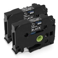 Label Maker Tape White on Black Replace TZ TZe 335 P-Touch TZe Tape 12mm 0.47 Inch Compatible with PTD600 PTD400 PTP750W Labeler 26.2 Feet Roll 2Pack