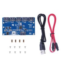 fosa Sata Converter, Adapter Card SATA 1 to 5 Port Converter (SATA Port Multiplier) Riser Card Hub with DC Jack & DC Power Input for Windows 7 / XP/Vista / 8/10 and More