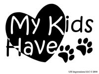 UR Impressions Blk My Kids Have Paws Heart Decal Vinyl Sticker Graphics for Cars Trucks SUV Vans Walls Windows Laptop|Black|7.5 X 5 inch|URI254-B