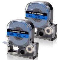 Absonic LK-4LBP9 LC-4LBP9 SC12BW LabelWorks Label Tape Cartridge Compatible for Epson LW-300 LW-400 LW-500 LW-600P LW-700 LW-900P LW-1000P Label Maker, Black on Blue, 1/2'' x 26.2', 12mm x 8m, 2-Pack