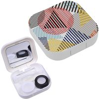 Portable Contact Lens Case Box Travel Kit Mirror + Bottle + Tweezers Container Holder [ Pattern Design ]