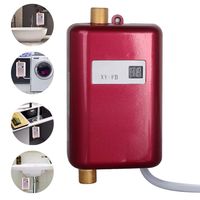 Electric Tankless Water Heater, 3.8KW Tank-Less Instant Hot Water Heater Constant Temperature Non-Scale-Forming Fast 3 Seconds Shower Hot Water System,Red,110V