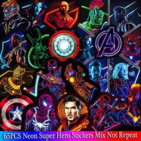 Neon Super Hero Stickers Pack 64 pcs Car Laptop Helmet Luggage Vintage Skateboard Wall Decor Gift for Kids(C60-143)