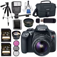 Canon EOS Rebel T6 DSLR Camera with 18-55mm Lens + 58mm Wide Angle Lens + 58mm 2x Lens + Canon 100ES EOS Shoulder Bag Bundle