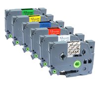 Aomya 6 Pack 12mm P-Touch Color Label Tape Compatible for Brother TZe-131 TZe-231 TZe-431 TZe-531 TZe-631 TZe-731 Standard Laminated 1/2 Inch (12mm) x 26.2 Feet (8m)