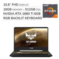 ASUS TUF Gaming FX505 2019 Premium 15.6'' FHD Laptop Notebook Computer, AMD Ryzen 7 R7-3750H 2.3GHz, 16GB RAM, 512GB SSD,No DVD, RGB Backlit Keyboard,Wi-Fi,Bluetooth,Webcam,HDMI,Windows 10 Home