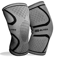 BLITZU Flex Plus Compression Knee Brace for Joint Pain, ACL MCL Arthritis Relief Improve Circulation Support for Running Gym Workout Recovery Best Sleeves Patella Stabilizer Pad (X-Large, Gray)