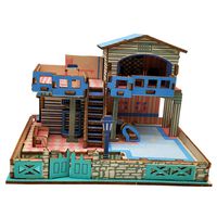Waymine 3D Wooden Puzzle DIY Building Model Dollhouse Style House Jigsaw Puzzle Kid Toys (F)