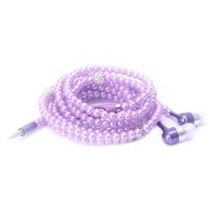 Bettal Luxury Pearl Necklace Chain Earphone Stereo Hi-Fi Wired Headphone for Smartphone (Purple)