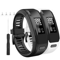 HSWAI Compatible Bands Replacement for Garmin Vivosmart HR,Soft Silicone with Metal Buckle Wristband for Garmin Vivosmart HR(Black&White)