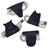 Furry Friends 4-Pack Cord Keeper (Cord Clam) Handmade by Hide & Drink :: Slate Blue
