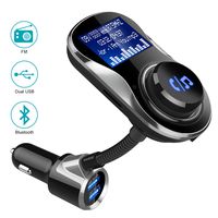 olagoya Bluetooth Car FM Transmitter Adapter, Wireless Radio Transmitter with 1.4 Inch Display and Dual USB Charger, Support AUX Input/Output, TF Card Mp3 Player
