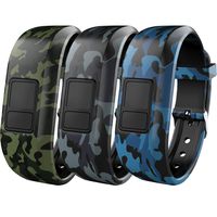 iBREK for Garmin Vivofit jr/jr 2/3 Bands, Silicon Adjustable Camouflage Replacement Watch Bands for Kids Boys Girls Small Large(No Tracker)-Small,3 Pack:Green&Gray&Blue Camo