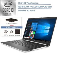 2020 HP 15.6" Touchscreen Laptop Computer/ 10th Gen Intel Core i3 1005G1 Up to 3.4GHz (Beat i5-7200u)/ 16GB DDR4 RAM/ 256GB PCIe SSD/ 802.11ac WiFi/ HDMI/ Windows 10 + EST External DVD+ Accessories
