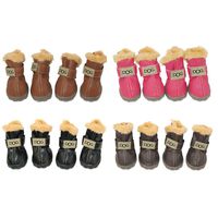 WINSOON Dog Australia Boots Pet Antiskid Shoes Winter Warm Skidproof Sneakers Paw Protectors 4-pcs Set (Size 1, Light Brown)