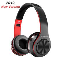 Bluetooth Headphone, GIARIDE Stereo Wireless Headset with TF Card Input, Aux line, Soft Earmuffs, Built-in Mic and Foldable Design for PC, Cell Phones, Video Game-Red
