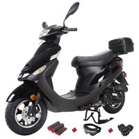 X-PRO Maui 50cc Moped Scooter Gas Moped Scooter 50cc Moped Street Scooter Aluminum Wheels with Gloves, Google and Handgrip，Black