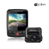 Dual Dash Cam GPS Wi-Fi Full HD 1080P Front and Rear Camera with 2.4'' LCD Display 170° Wide Angle, Night Vision,G-Sensor,Loop Recording,Motion Detection,Parking Mode, Super Capacitor