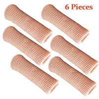 SOHLER 6 Packs Closed Toe Caps Finger Covers Sleeve Protectors, Stretchable Fabric Lined with Soft Gel (Small 3/8"x 2-1/2")