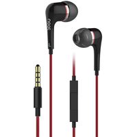 Earphones with Microphone E307BR Premium Earbuds Stereo Headphones - Red Black