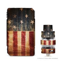IT'S A SKIN Decal Vinyl Wrap for VooPoo Drag Mini & UForce T2 Tank Vape Sticker Sleeve/Vintage American Flag Distressed red White Blue