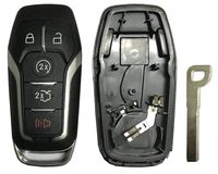 Key Fob Case Shell Fit For Ford Explorer Edge Mustange Fusion 5 Buttons Replacement Keyless Entry Remote Smart Key Fob Cover Casing with Button Pad & Uncut Key Blade Blank