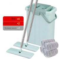 ZCXBHD Flat Mop Buckets Sets & Self Cleaning & Drying 360 Rotate Flat Mop Head Dual Chamber Bucket System With 4 Replacement Microfibre Pad Double Pole Two Mop Heads (Color : Green)