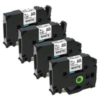 Compatible with P-Touch Label Tape TZe-231(0.47 Inch) TZe-221(0.35 Inch) Laminated White, for Brother Ptouch D210, PTH110, PT-1880, 4-Pack, by Markurlife