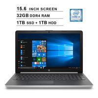 2019 Newest HP Pavilion 15 15.6 Inch HD Laptop (8th Gen Intel Core i3-8130U up to 3.4GHz, 32GB DDR4 RAM, 1TB SSD (Boot) + 1TB HDD, Intel UHD Graphics 620, WiFi, Bluetooth, DVD, Windows 10 Home)