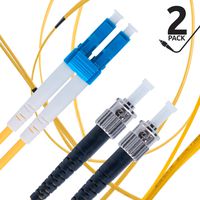LC to ST Fiber Patch Cable Single Mode Duplex - 2m (6.56ft) - 9/125um OS1 (2 Pack) - Beyondtech PureOptics Cable Series