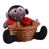 Willsa Doll Fruit Decoration Bowl Halloween Ghost Candy Basket Home Decor Hand-Woven