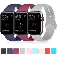 Pack 3 Compatible with Apple Watch Band 40mm Series 4, Soft Silicone Band Compatible iWatch Series 4, Series 3, Series 2, Series 1 (Navy Blue/Wine Red/Gray, 38mm/40mm-S/M)