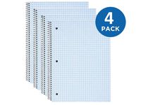 1InTheOffice Graph Composition Book, Wirebound, 8" x 10.5" Graph Paper Notebook, Assorted Colors, 100/Sheets"4 Pack"