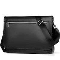 Men Bag Black Vintage Leather Messenger Bag Laptop Shoulder Bag Satchel with Laptop Compartment for Men Women School Work (Black-2)