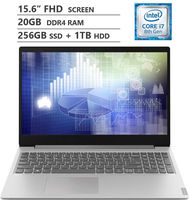 Lenovo Ideapad 15.6" Full HD LED-Backlit Screen Laptop, Intel Core i7-8565U Quad-Core Processor up to 4.60 GHz, 20GB RAM, 256GB M.2 SSD + 1TB HDD, HDMI, Wireless-AC, Bluetooth, Windows 10 Home, Grey