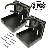 TIHOOD 2PCS Adjustable Folding Drink Holder with Screws/Adjustable Cup Holder for Marine/Boat/Caravan/Car (Black)