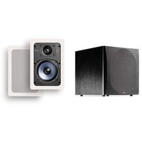 Polk Audio RC55i 5.25-inch 2-way In-ceiling Speakers (Pair) with PSW505 12-inch Powered Subwoofer | Easily Fits, Looks Minimal, Gives Out Great Sound | Upgrade your Home Theater Now!
