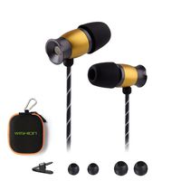 In Ear Earbuds Earphone Metal Stereo Bass Headphones with Microphone and Volume Control for Mobile phone iPhone Samsung Galaxy, Sony (Gold)